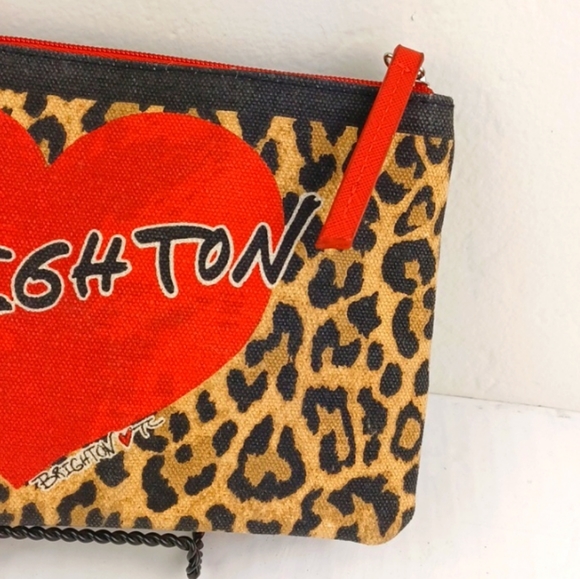 BRIGHTON Vibrant Cheetah & Red Heart & Canvas Red Ribbon Make Up Bag 2020 - Picture 9 of 11